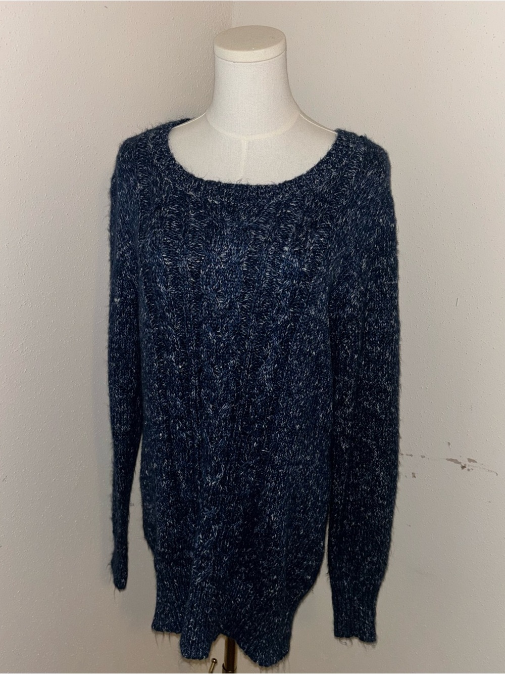 St John’s Bag Women's Scoop Neck Marled Knit Sweater - Navy XL